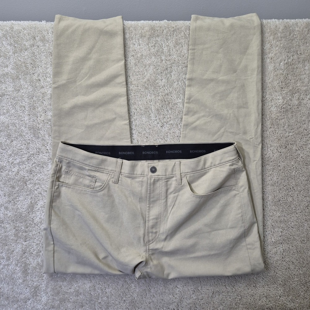 Bonobos Golf Pants Mens 38/32  Slim Tapered Beige Performance Stretch Chino